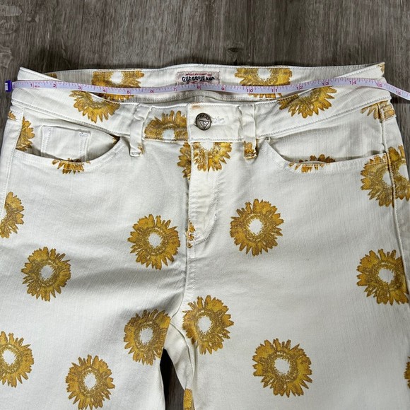 Women’s GUESS Collection Floral Skinny Ankle Jean Sunflower Cropped Pants Sz 30 - Picture 7 of 15